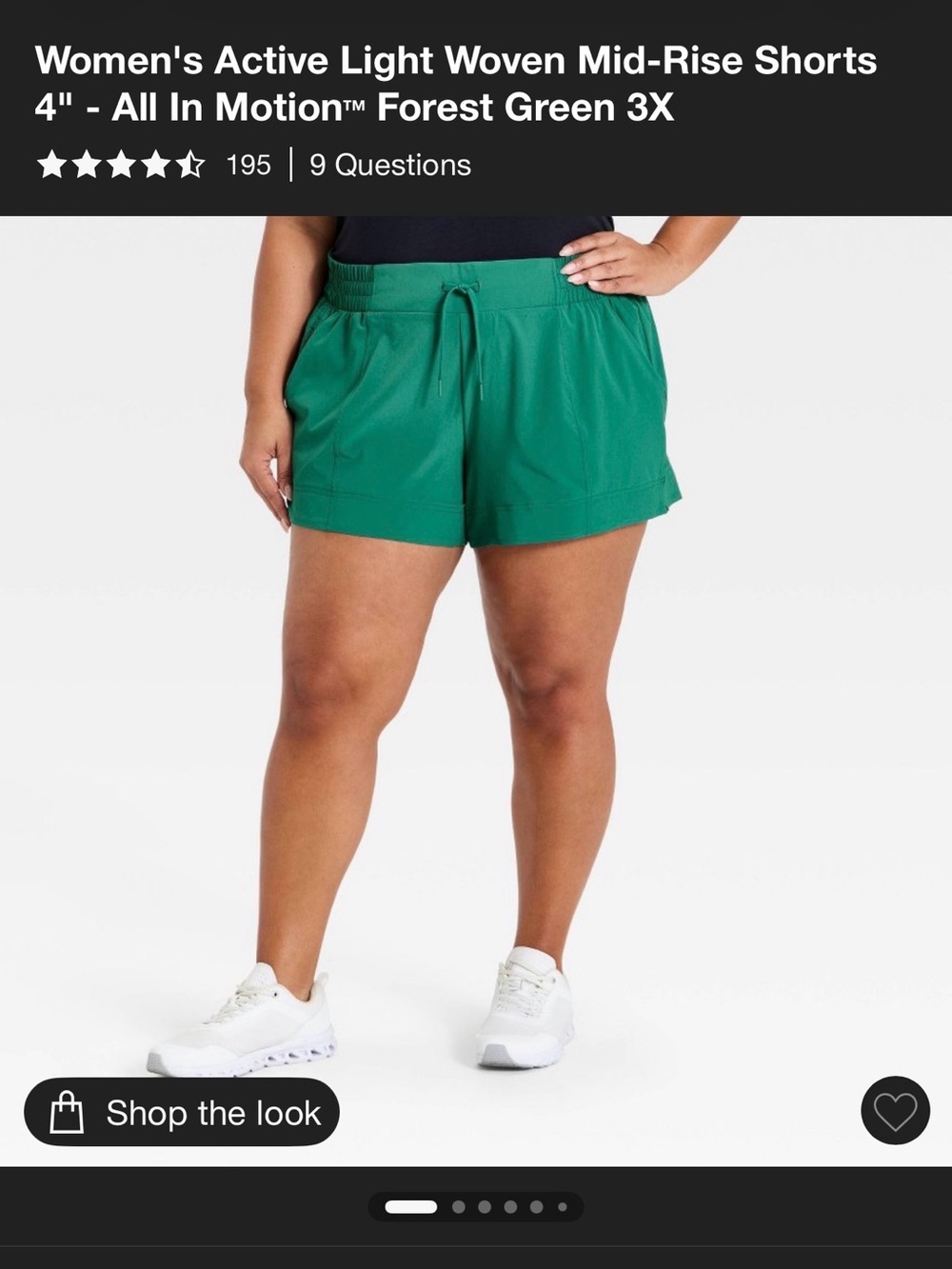 All in Motion 3X Plus Size Women's Forest Green 4" Athletic Shorts